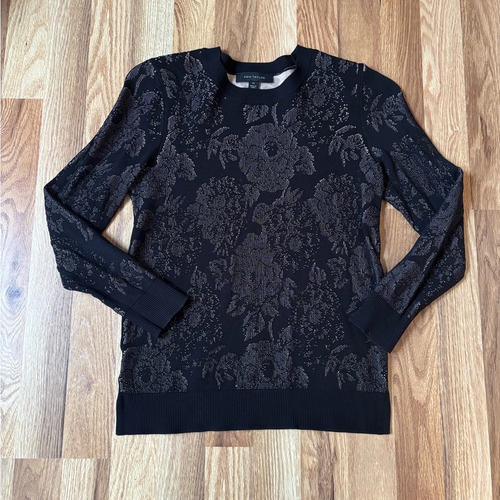 Ann Taylor Black and Gray Crewneck Sweater - Picture 3 of 4